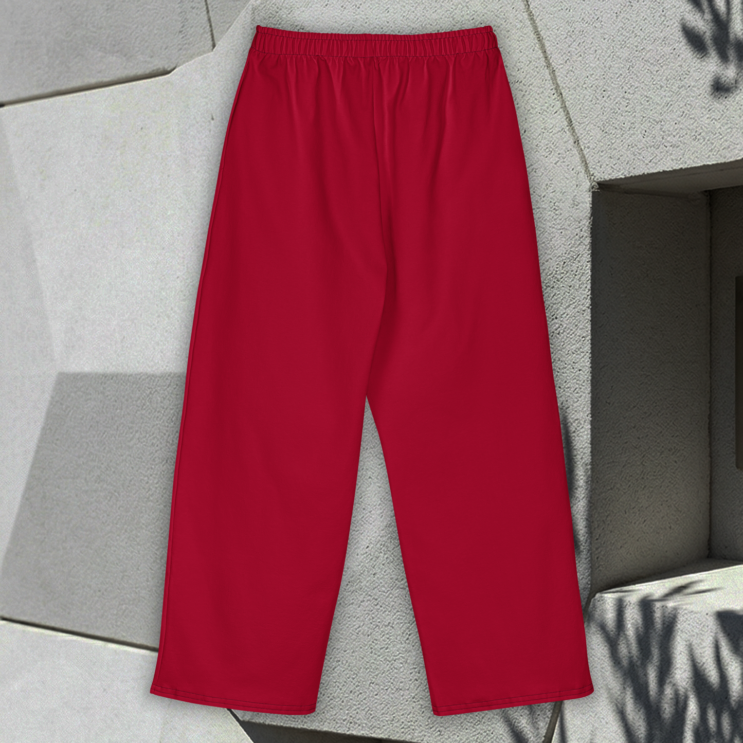 Wide Legged Cotton Joggers - Blood Red
