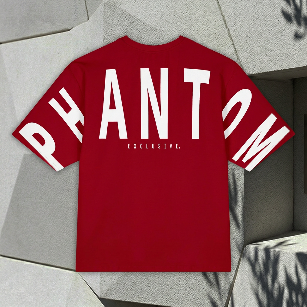 Oversized Large Text T Shirt - Blood Red