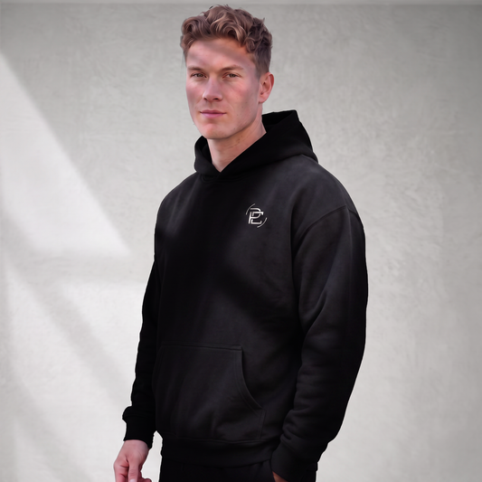 Relaxed Hoodie Merged Logo - Black