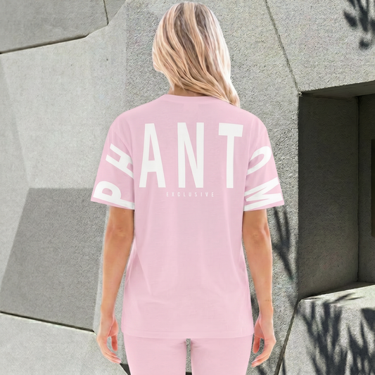 Oversized Large Text T Shirt - Light Pink