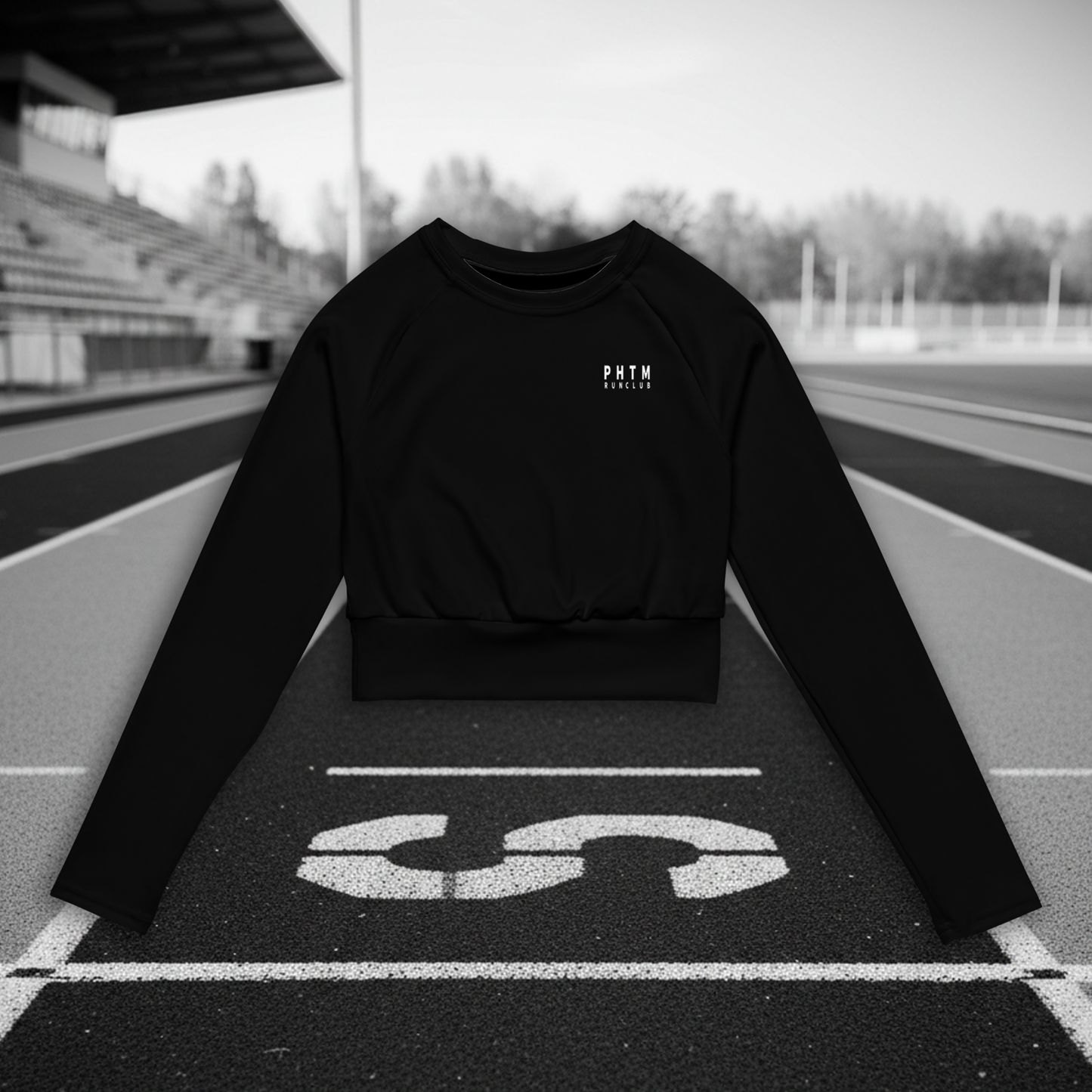 Run Club - Women's Long Sleeve Active Jumper - Black & White