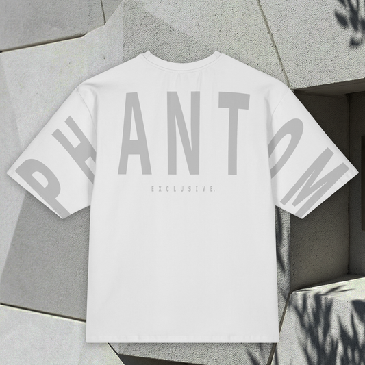 Oversized Large Text T Shirt - Light Grey Text