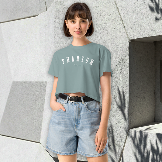 Women’s Summer Crop Top - Mineral Green - White Text