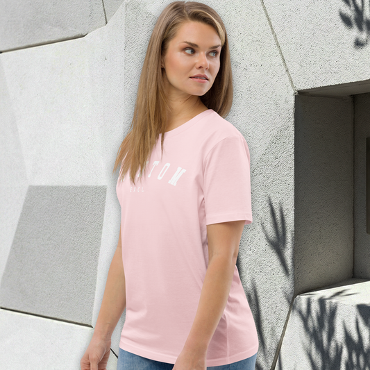 Women's - Varsity Top - Cotton Pink, White text