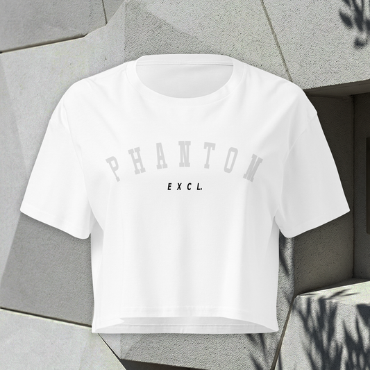 Women’s Summer Crop Top - White - Light Grey Text