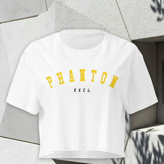 Women’s Summer Crop Top - White - Gold Text