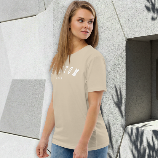 Women's - Varsity Top - Marl Beige, White text