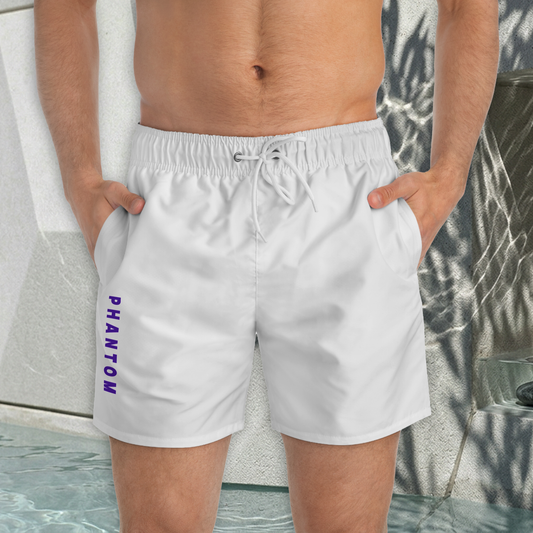 Phantom Vertical Logo Men's Swim Shorts — Mid-Length Beach Trunks