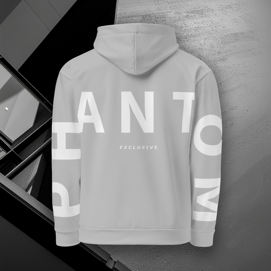 Premium Cotton Large Text Hoodie - Grey & White