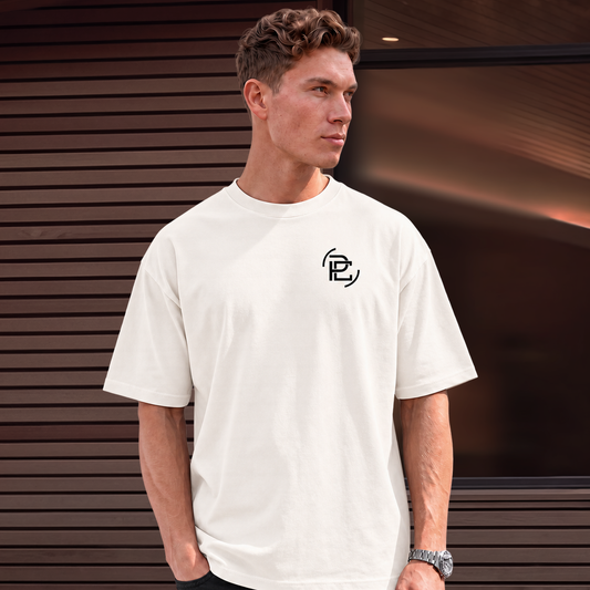 Oversized T Shirt - Merged Logo - Vintage White