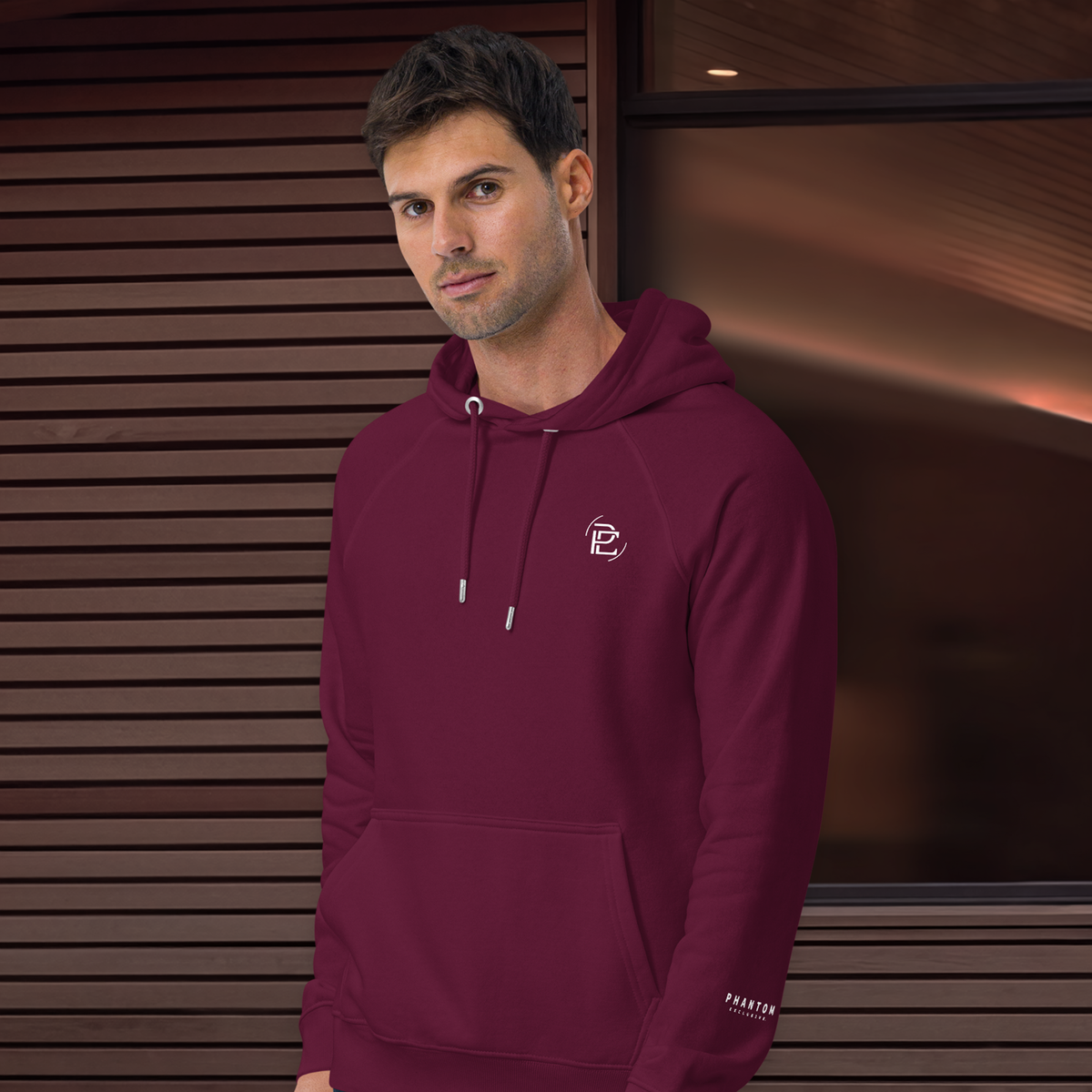 Regular Fit Merged Logo Hoodie - Burgundy