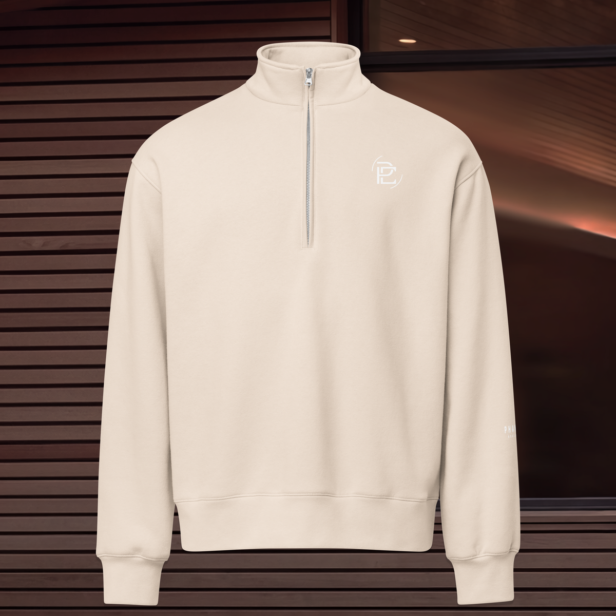 Half Zip Fleeced Jacket - Beige