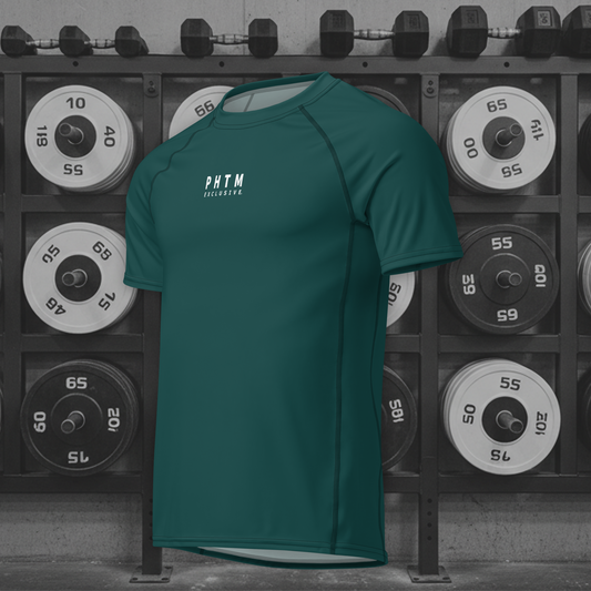Muscle Fit Gym Top - Acronym Design - Pine Green
