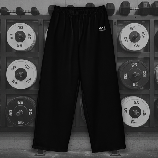 Wide Legged Cotton Joggers - Black