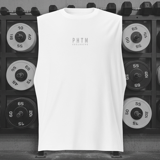 Muscle Fit Tank Top - Light Grey Embroidery