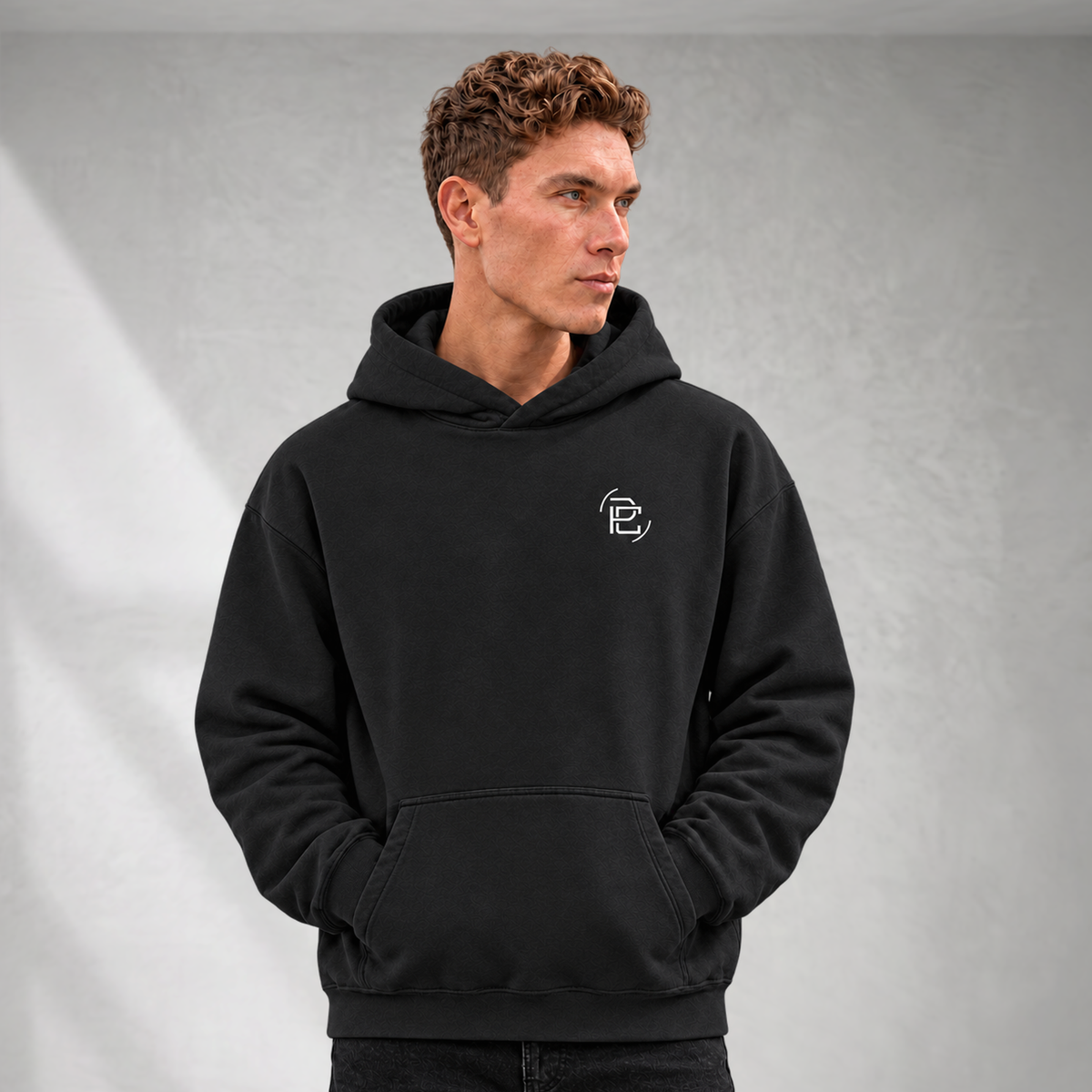 Oversized Cotton Hoodie - Vintage Black