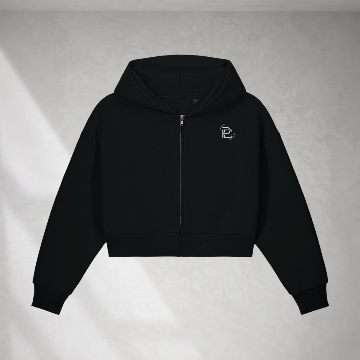 Heavyweight Oversized Cropped Hoodie - Black