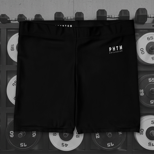 Women's Legging Shorts - Black - White Text