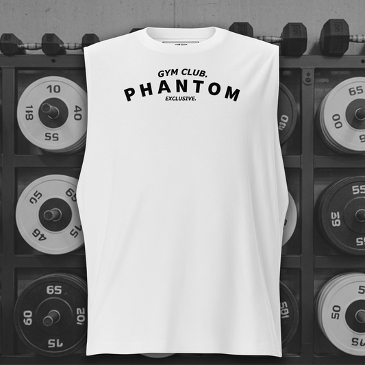 Muscle Fit Tank Top - Large Gym Club Text - White