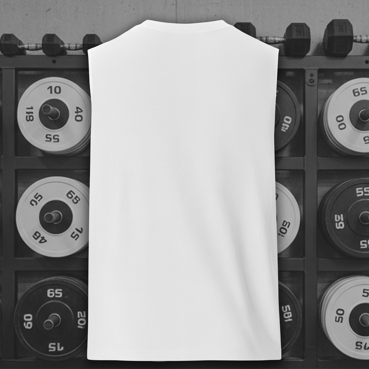 Muscle Fit Tank Top - Large Gym Club Text - White