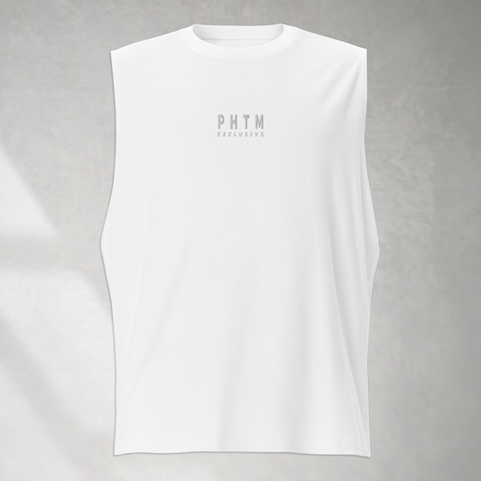 Muscle Fit Tank Top - Light Grey Embroidery