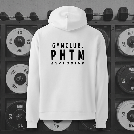 Premium Oversized Gym Club Hoodie - White & Black