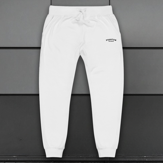 Phantom Exclusive - Mens Premium Cotton Joggers - White - Black Text