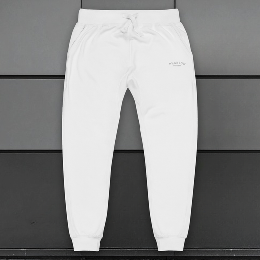 Men's Premium Cotton Joggers - White - Silver Text