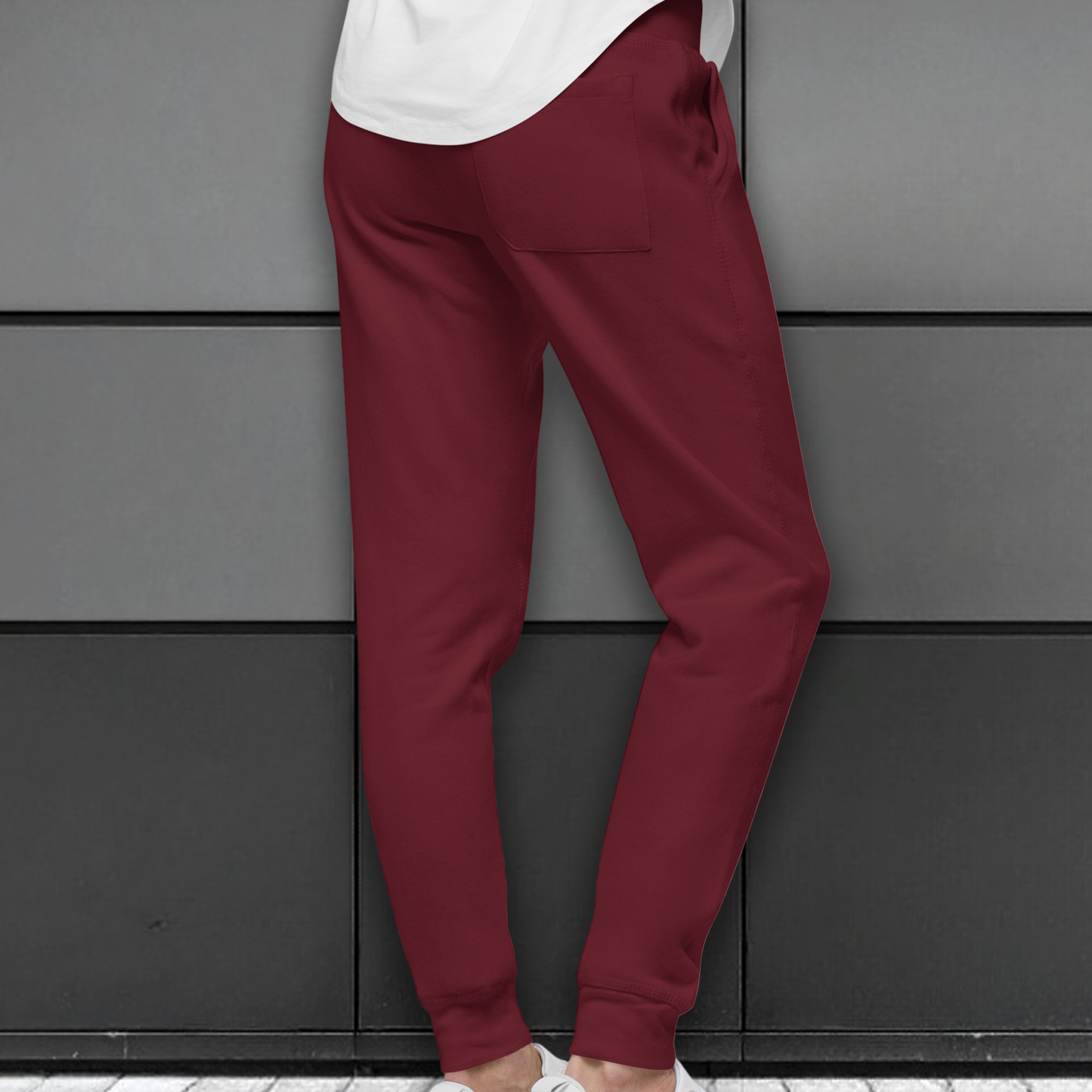 Phantom Exclusive - Mens Premium Cotton Joggers - Autumn Red - White Text