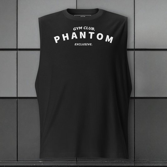 Muscle Fit Tank Top - Large Gym Club Text - Black & White