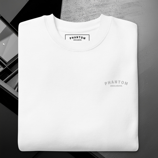 Mens Embroided Cotton Jumper - White & Silver