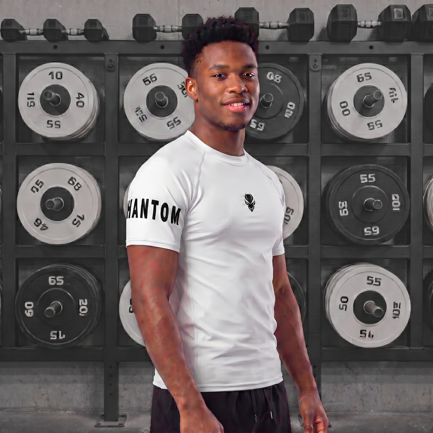 Muscle Fit Gym Top - Sleeve Design - White