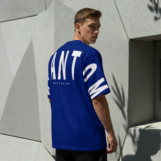 Oversized Large Text T Shirt - Dark Blue
