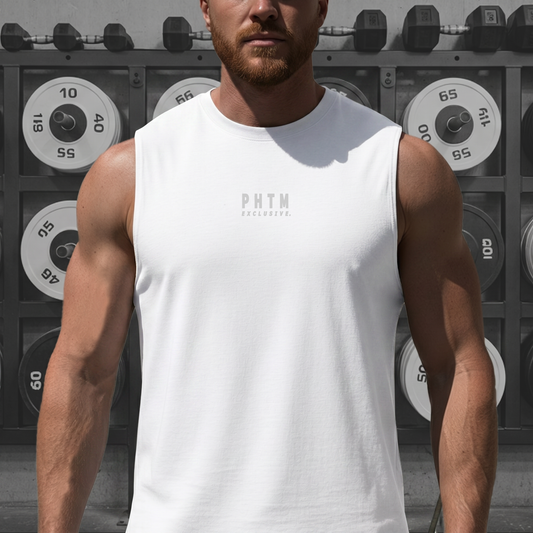 Muscle Fit Tank Top - Light Grey Embroidery