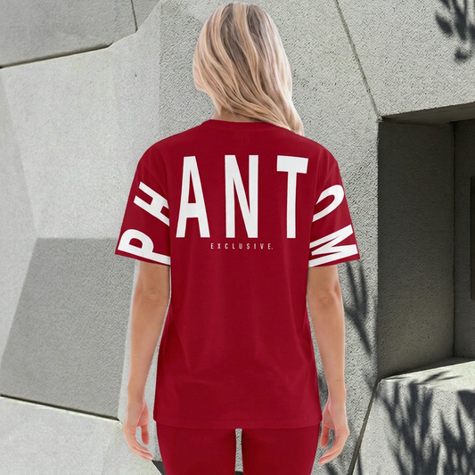 Oversized Large Text T Shirt - Blood Red