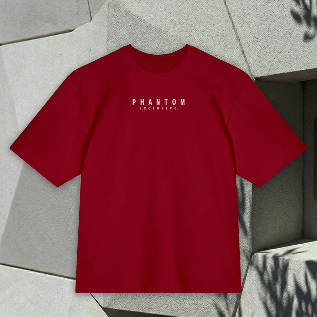Oversized Large Text T Shirt - Blood Red