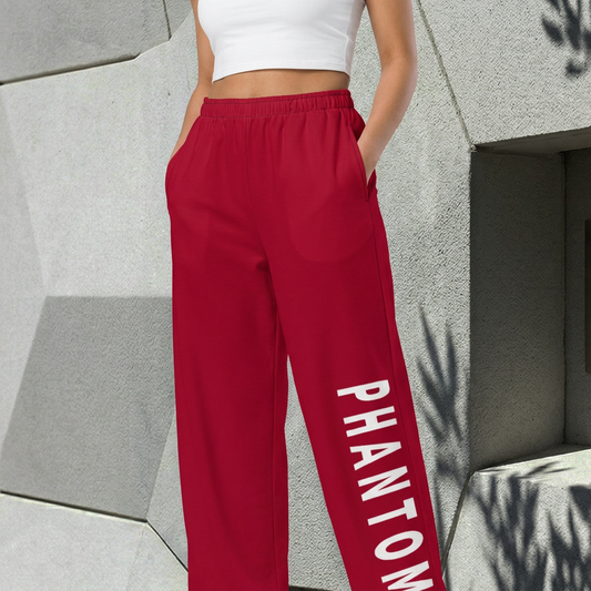 Wide Legged Cotton Joggers - Blood Red