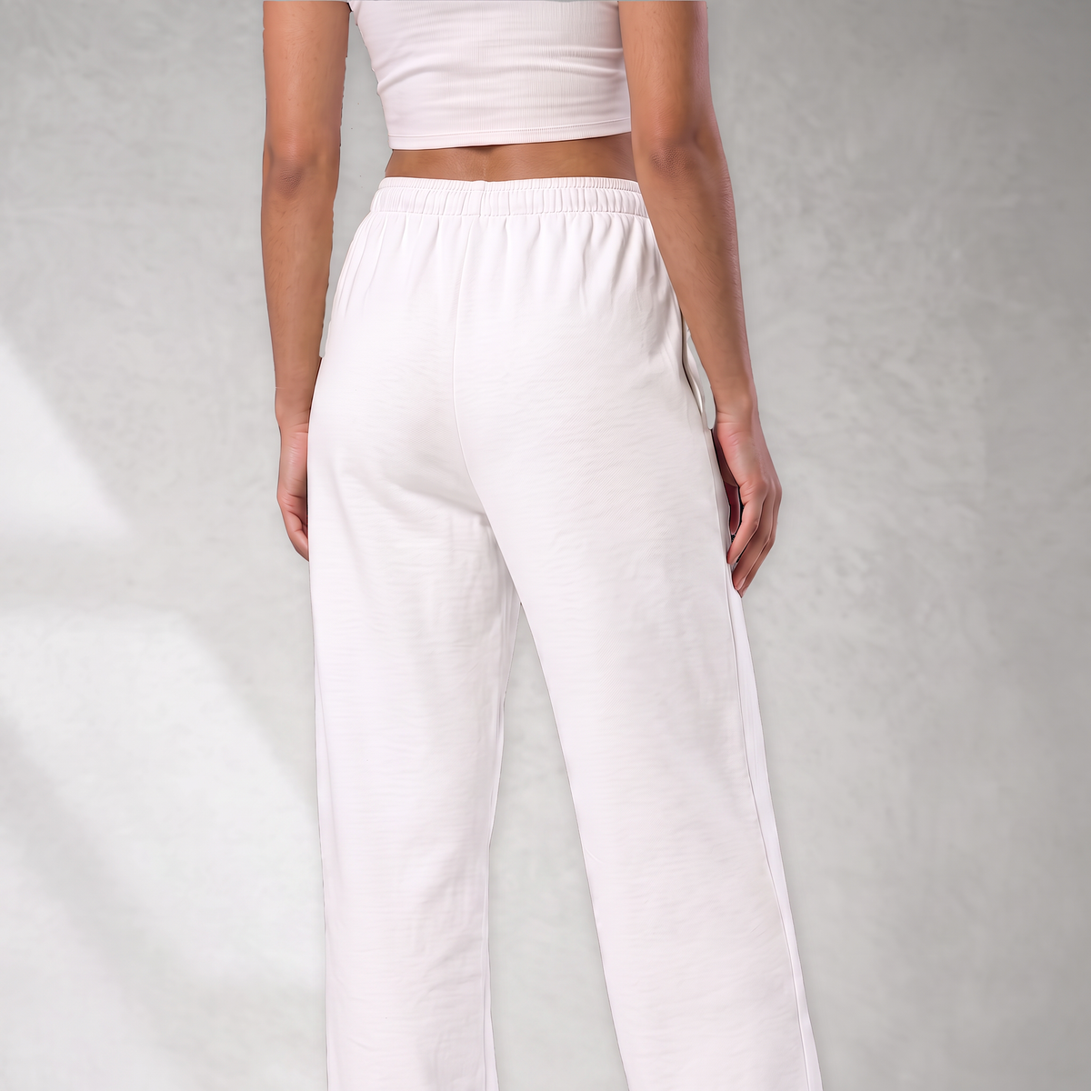 Cotton Wide Legged Joggers - White