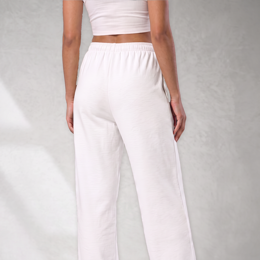Cotton Wide Legged Joggers - White