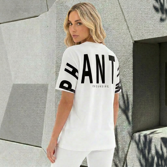 Oversized Large Text T Shirt - Black Text