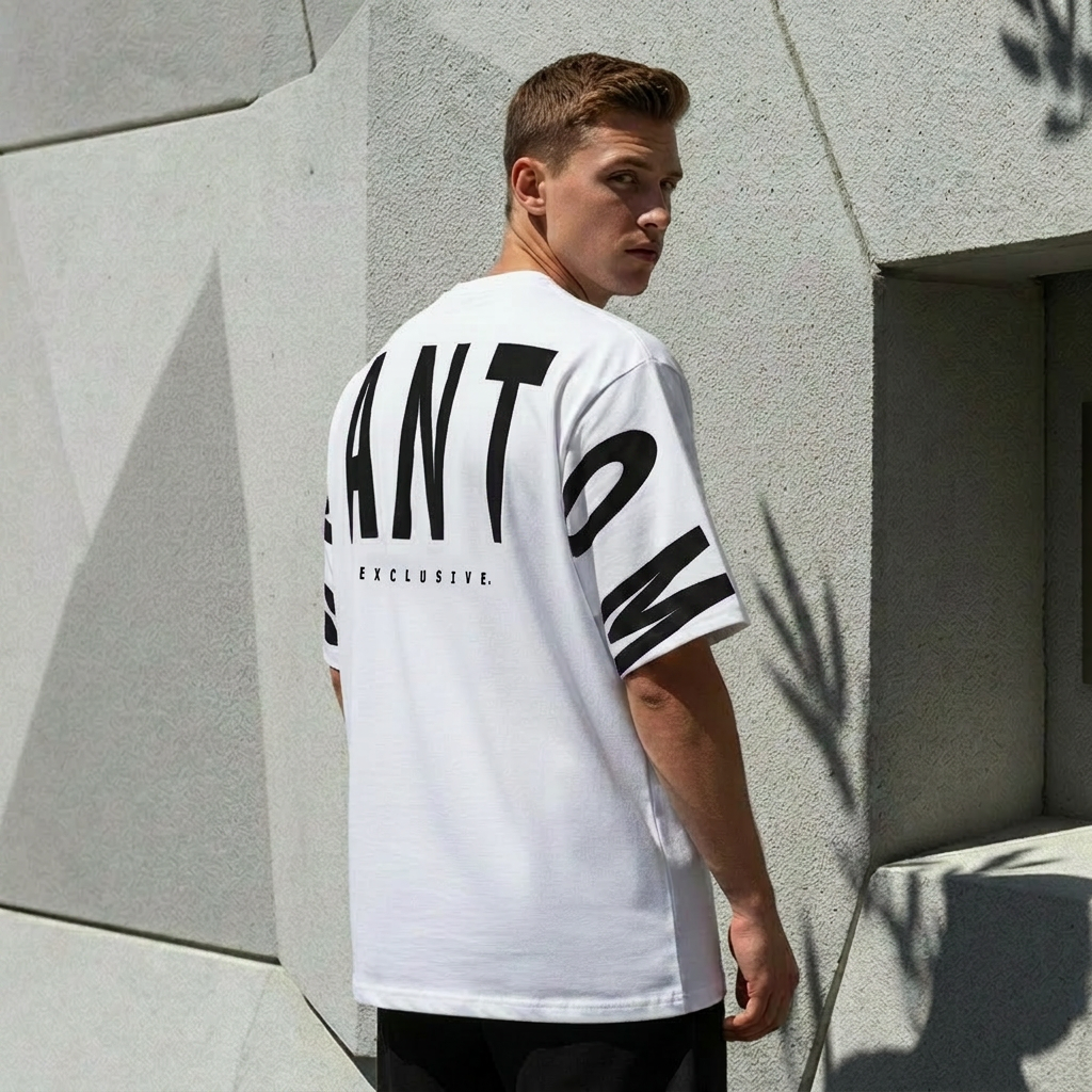 Oversized Large Text T Shirt -Black Text