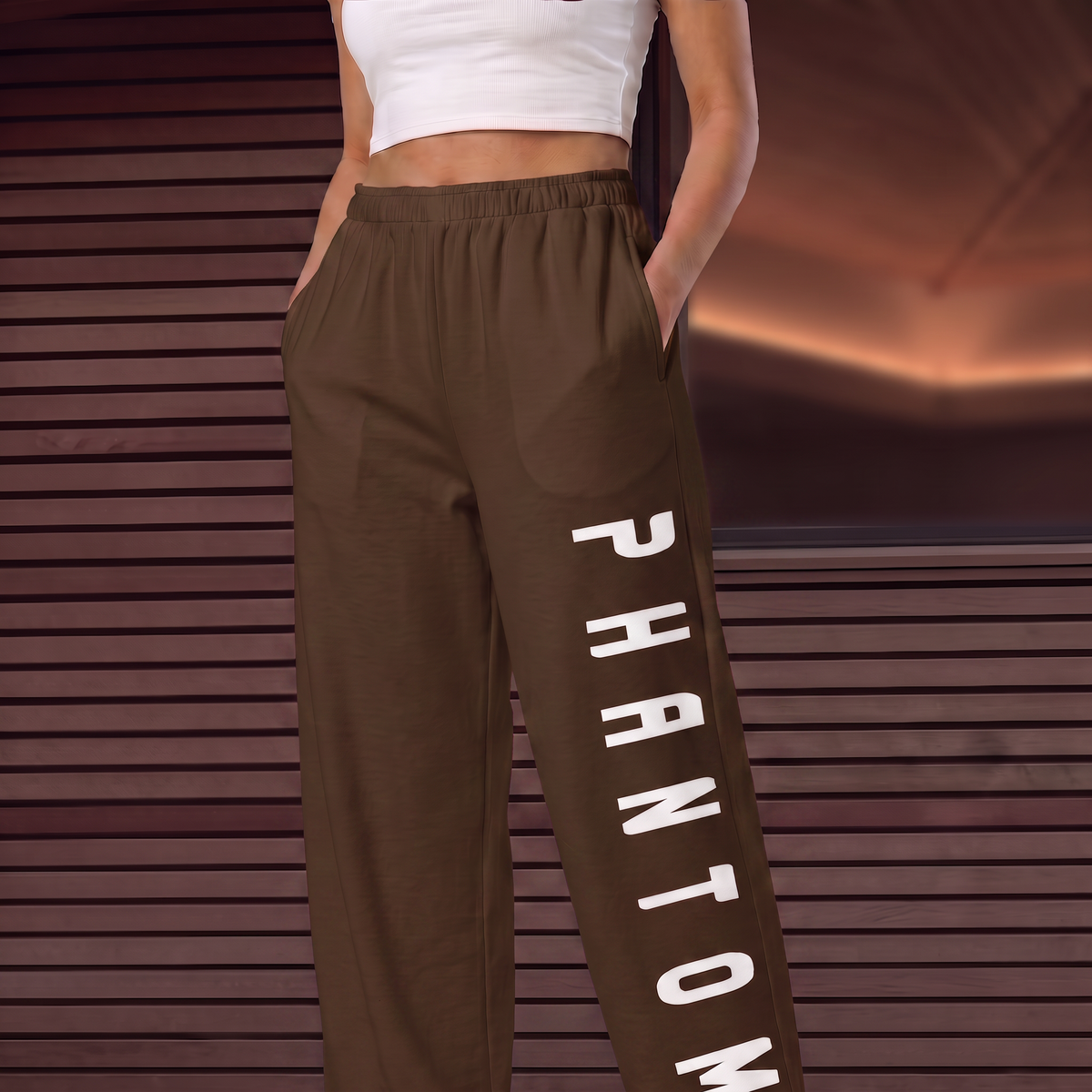 Cotton Wide Legged Joggers - Chocolate Brown