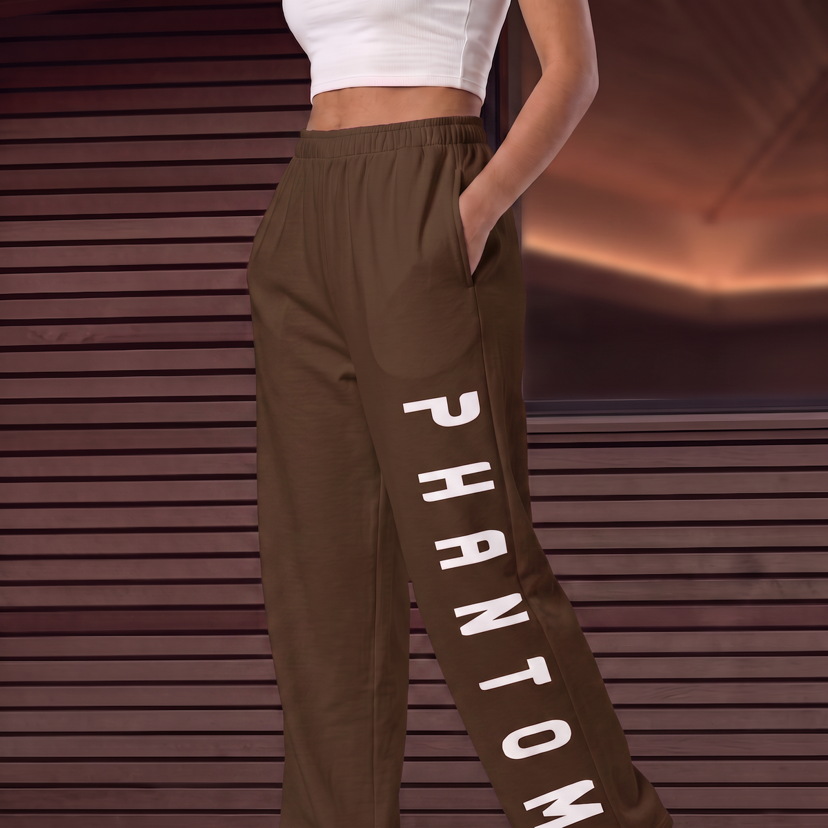 Cotton Wide Legged Joggers - Chocolate Brown