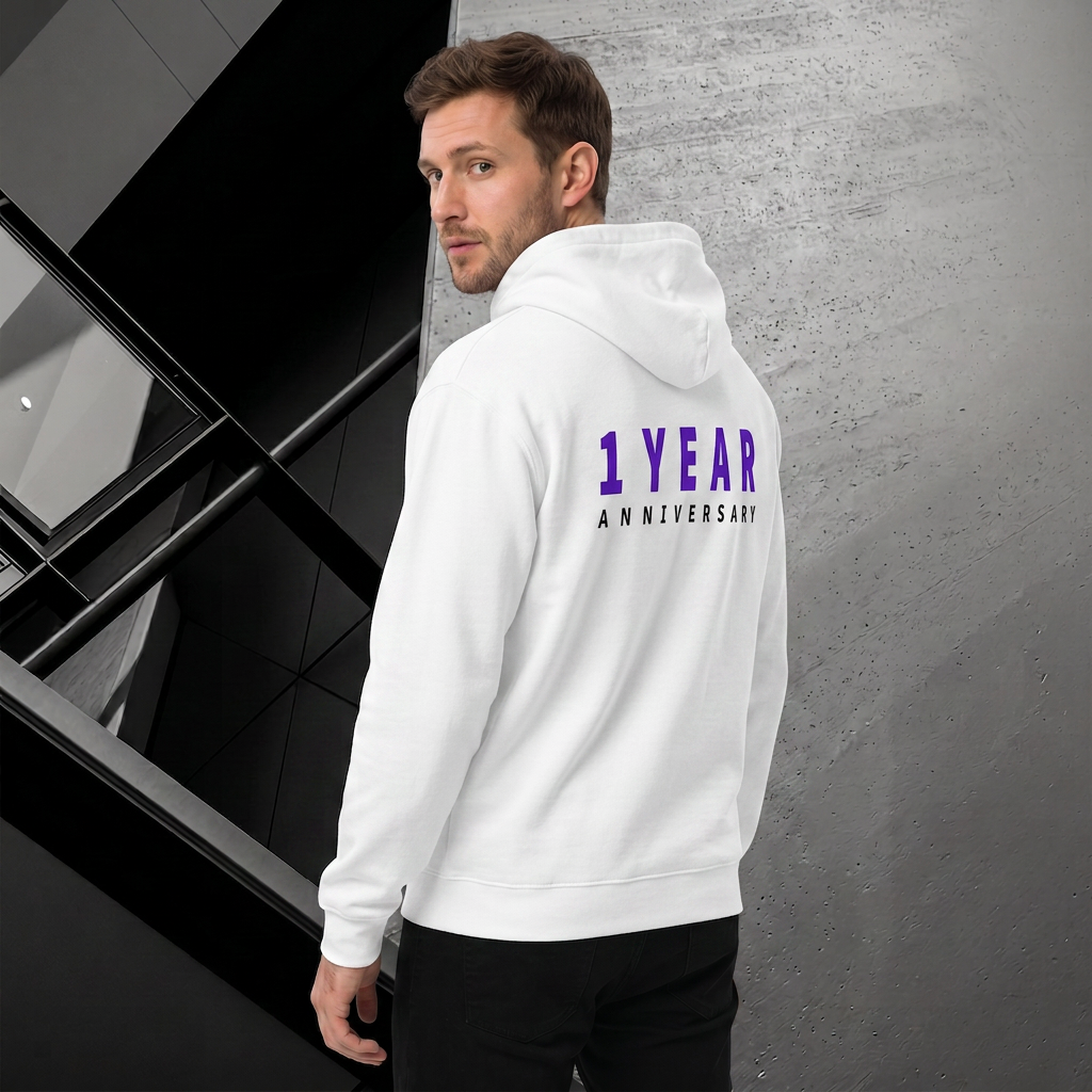 Oversized 1 Year Anniversary Hoodie - White