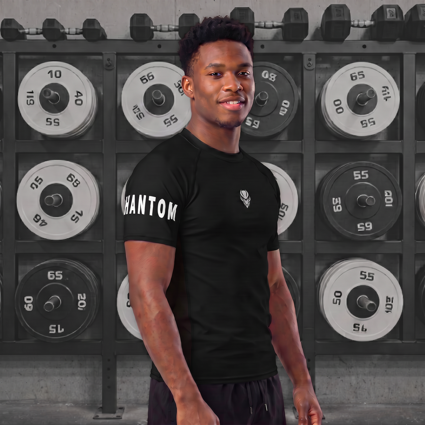Muscle Fit Gym Top - Sleeve Design - Black