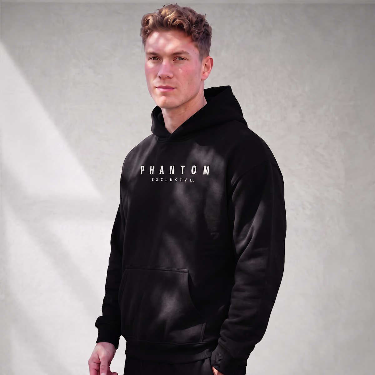 Relaxed Modern Text Hoodie - Black & White