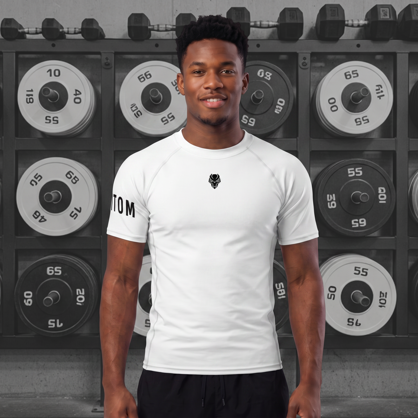 Muscle Fit Gym Top - Sleeve Design - White