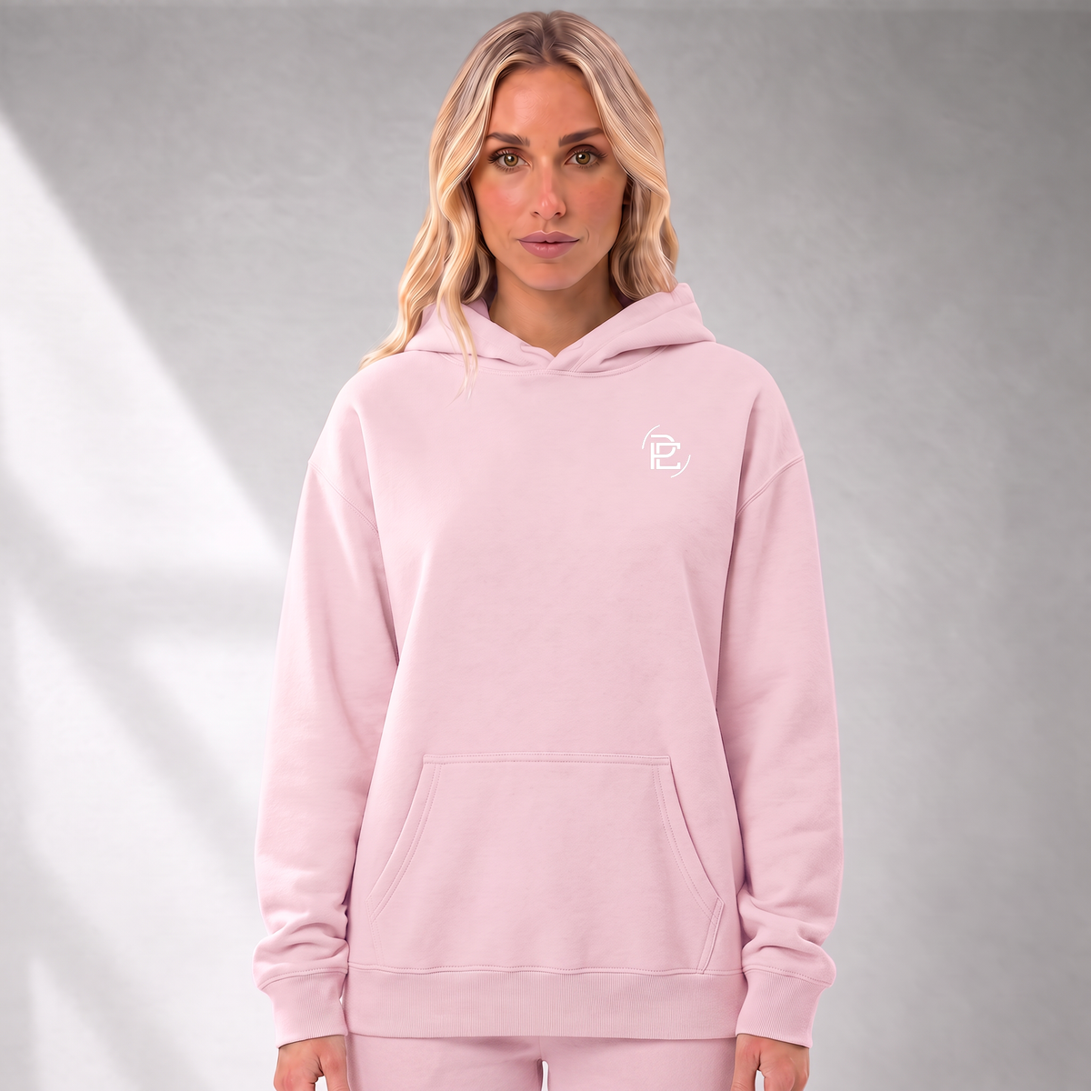 Oversized Cotton Hoodie - Light Pink