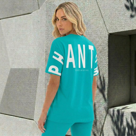 Oversized Large Text T Shirt - Iris Blue