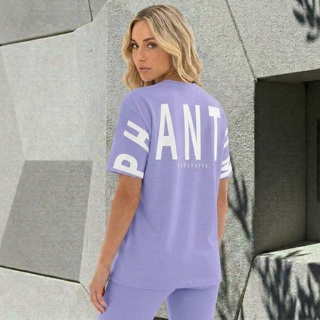 Oversized Large Text T Shirt - Violet